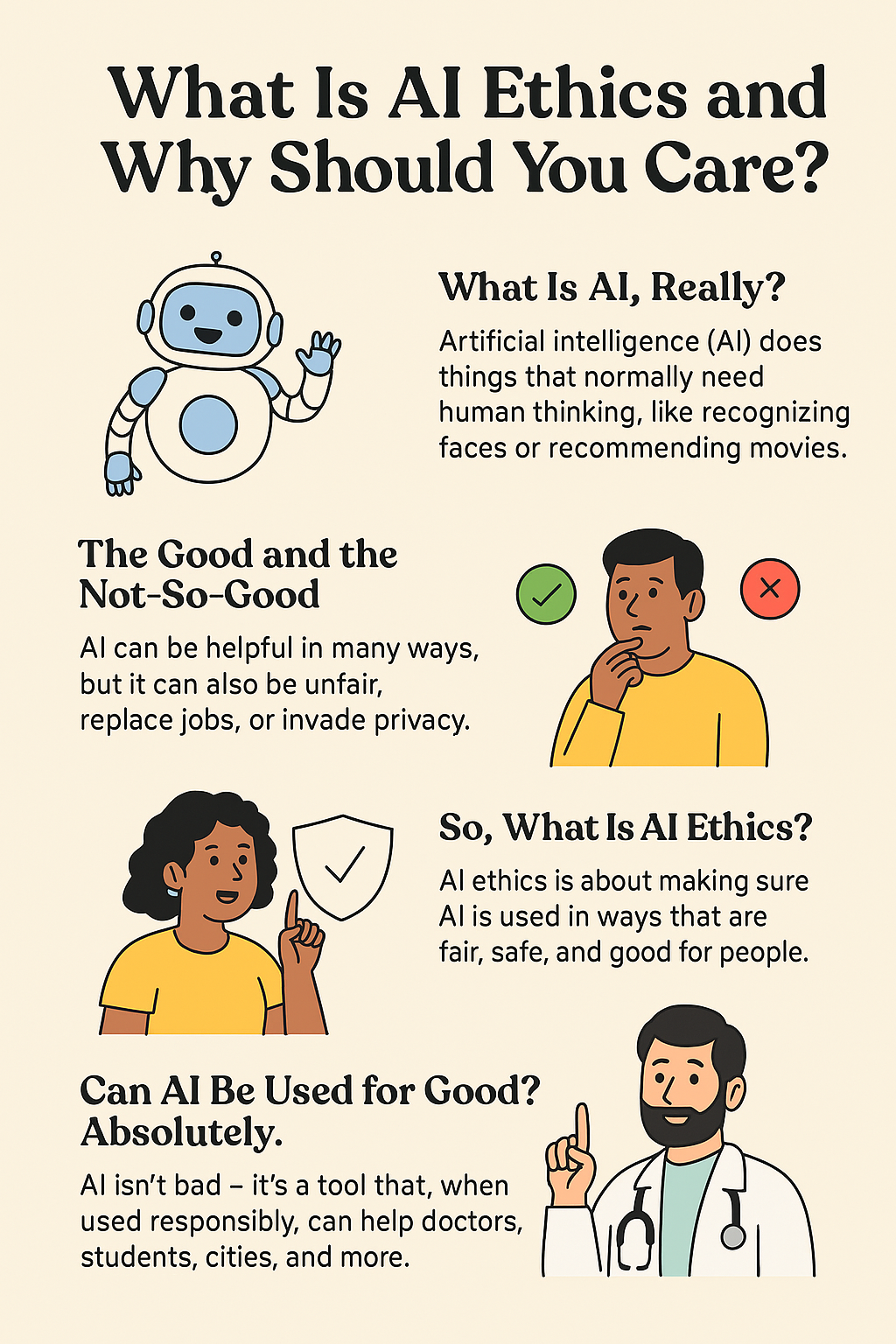 Illustration of uses of ethics in AI